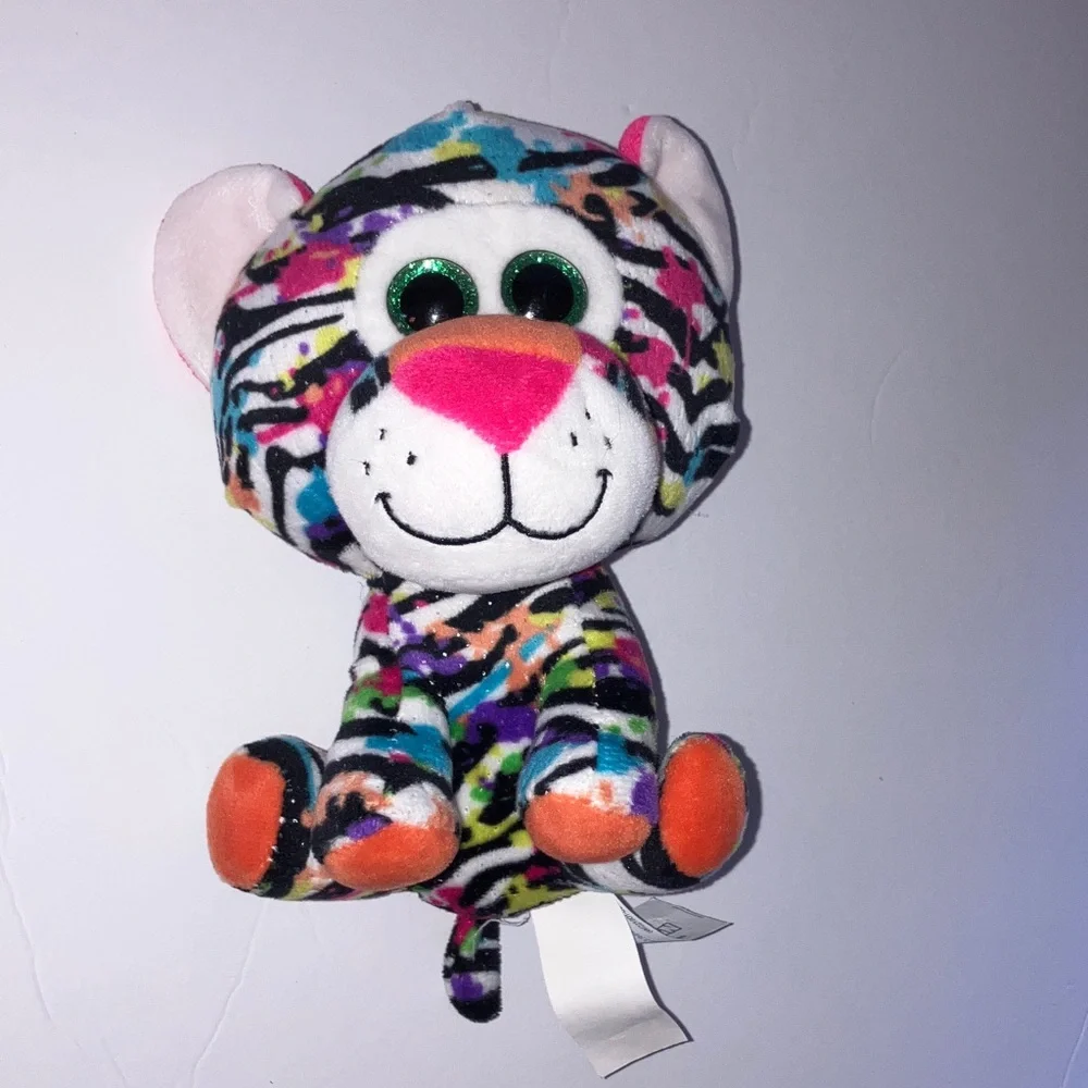 Tiger Stuffed Animal with‎ Big Eyes and  Colorful Graffiti Splatters